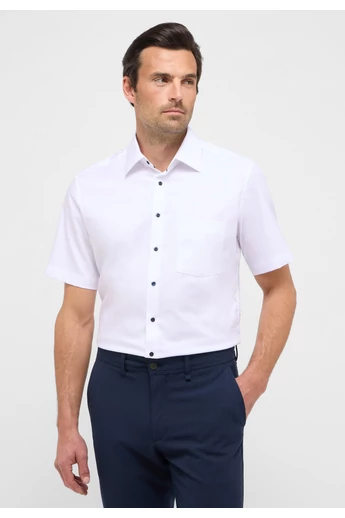 Eterna férfi MODERN FIT, rövid ujjú aprókockás vasalásmentes ing Kent gallérral
