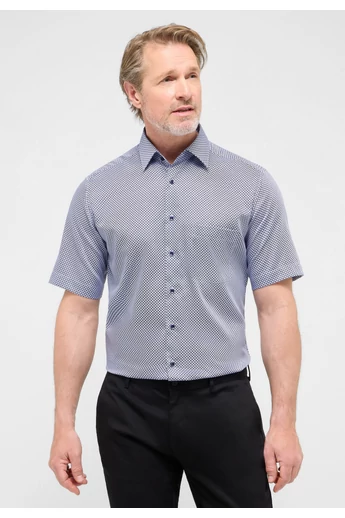Eterna férfi MODERN FIT, rövid ujjú mintás, vasalásmentes ing Kent gallérral