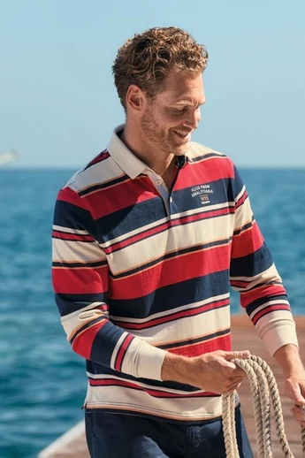 Hajo férfi hosszú ujjú, galléros pulóver