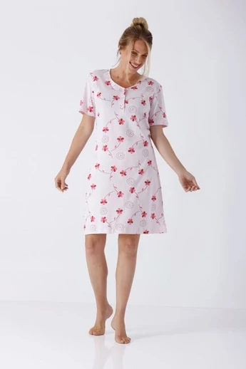 Hajo női 110 cm hosszú,  prémium pamut , rövid ujjú hálóing