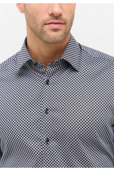 Eterna DYNAMIC COTTON, férfi Modern fit, enyhén karcsúsított hosszú ujjú ing, Kent gallérral, vasalásmentes, apró mintával
