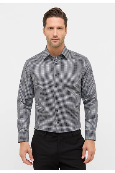 Eterna DYNAMIC COTTON, férfi Modern fit, enyhén karcsúsított hosszú ujjú ing, Kent gallérral, vasalásmentes, apró mintával