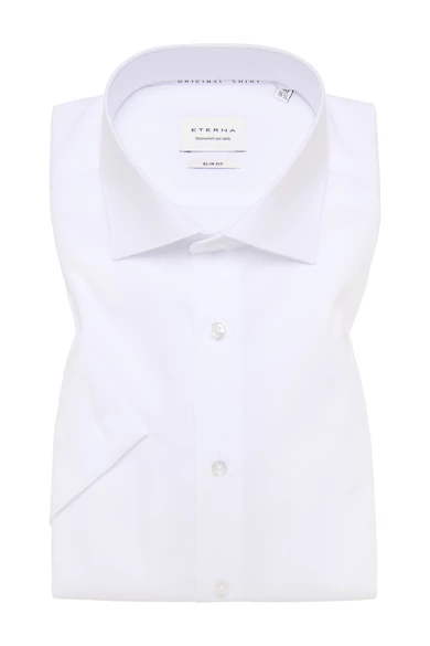 Eterna férfi SLIM FIT rövid ujjú, vasalásmentes poplin ing kent gallérral
