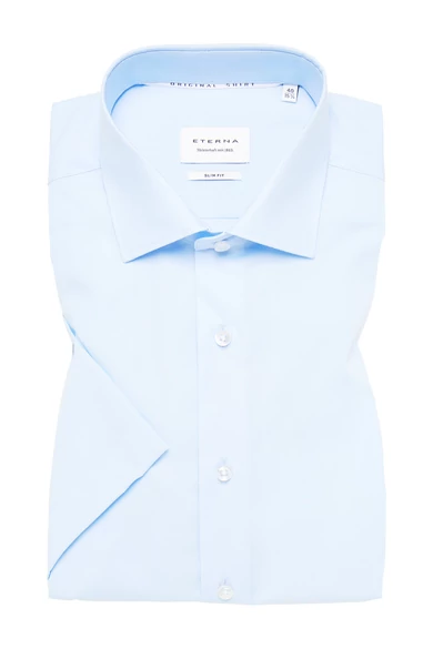 Eterna férfi SLIM FIT rövid ujjú, vasalásmentes poplin ing kent gallérral