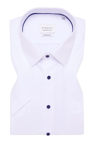 Eterna férfi MODERN FIT, rövid ujjú aprókockás vasalásmentes ing Kent gallérral
