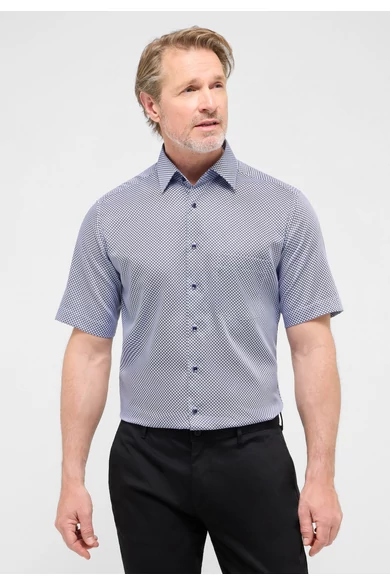 Eterna férfi MODERN FIT, rövid ujjú mintás, vasalásmentes ing Kent gallérral
