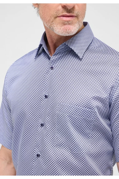 Eterna férfi MODERN FIT, rövid ujjú mintás, vasalásmentes ing Kent gallérral