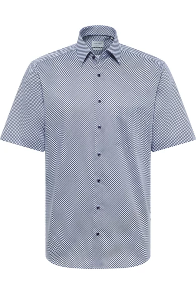 Eterna férfi MODERN FIT, rövid ujjú mintás, vasalásmentes ing Kent gallérral