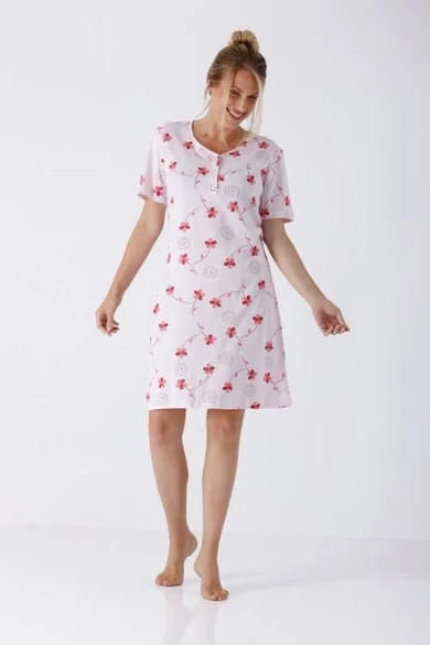 Hajo női 110 cm hosszú,  prémium pamut , rövid ujjú hálóing