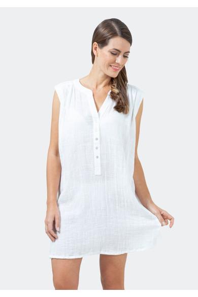 Hajo ujjatlan, krepp mini szabadidő és strandruha, 90 cm hosszú